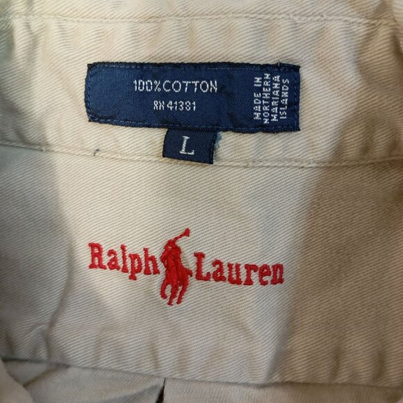 Ralph Lauren Beige Long Sleeve Button Down Shirt L - Picture 2 of 10